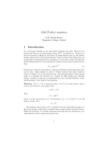 Odd Perfect numbers - The Mathematical Institute, University of