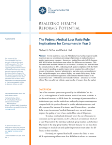 The Federal Medical Loss Ratio Rule