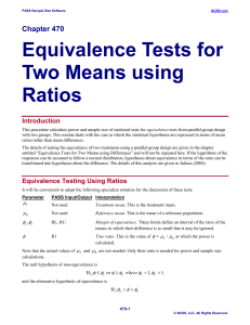 Equivalence Tests for Two Means using Ratios