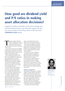 How good are dividend yield and P/E ratios in making asset