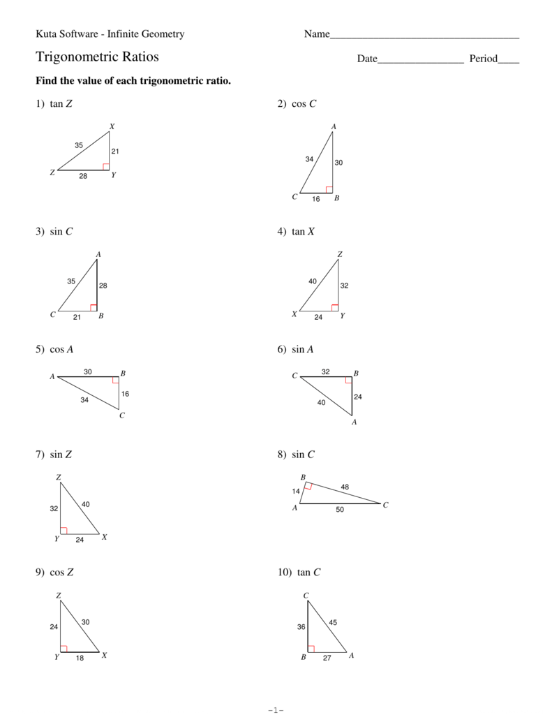 Trigonometric Ratios Intended For Trigonometric Ratios Worksheet Answers