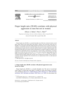 Finger length ratio (2D:4D) correlates with