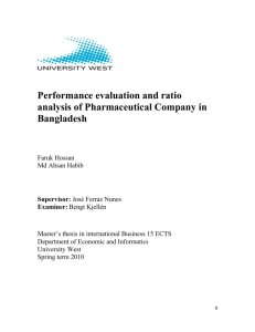 Performance evaluation and ratio analysis of Pharmaceutical