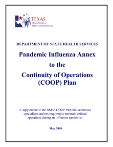 Pandemic Influenza Annex - Texas Department of State Health