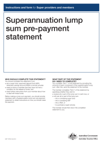Superannuation lump sum pre-payment statement