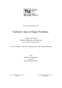 Gelfond`s Sum of Digits Problems - Institut für Diskrete Mathematik