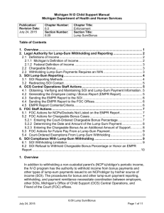 Michigan IV-D Child Support Manual Section 6.09, "Lump Sum/Bonus"