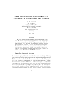 Lattice Basis Reduction: Improved Practical Algorithms and Solving