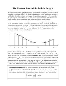The Riemann Sum and the Definite Integral