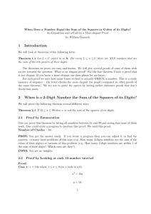 1 Introduction 2 When is a 2-Digit Number the Sum of the Squares of