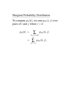Marginal Probability Distribution To compute pX(k), we sum pXY(i, j