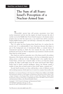 TWQ: The Sum of all Fears: Israel`s Perception of a Nuclear