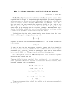 The Euclidean Algorithm and Multiplicative Inverses