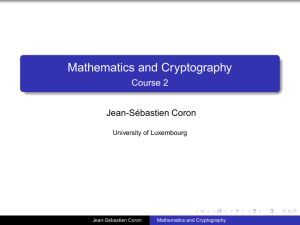 Mathematics and Cryptography - Course 2 - Jean