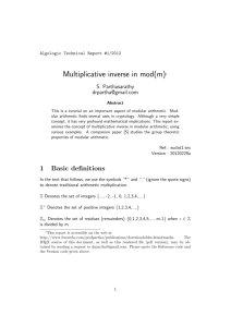 Multiplicative inverse in modulo arithmetic