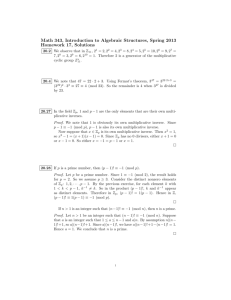 Math 343, Introduction to Algebraic Structures, Spring 2013