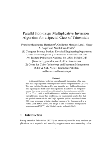 Parallel Itoh-Tsujii Multiplicative Inversion Algorithm for a Special