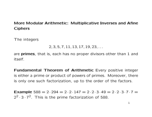 Multiplicative Inverses and Affine Ciphers