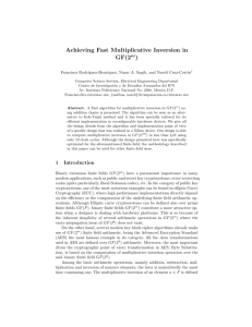 Achieving Fast Multiplicative Inversion in GF(2 )