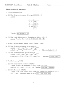 F11MTH3175 GroupTheory Quiz 1, Solutions Name: Please explain