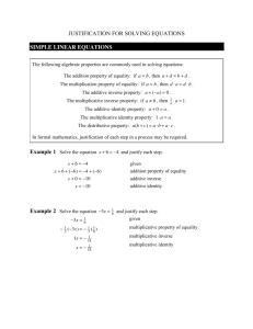 JUSTIFICATION FOR SOLVING EQUATIONS SIMPLE LINEAR