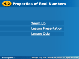 1-2 Properties of Real Numbers 1