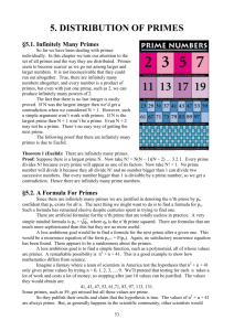 5. DISTRIBUTION OF PRIMES §5.1. Infinitely Many Primes