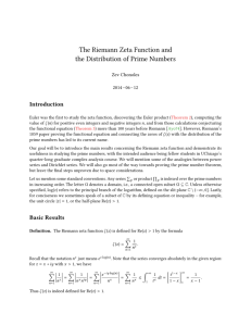 The Riemann Zeta Function and the Distribution of Prime Numbers