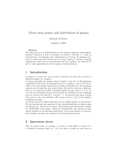 About twin primes and distribution of primes