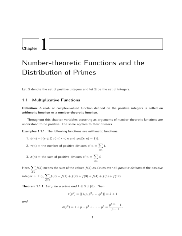 Number Theoretic Functions And The Distribution Of Primes