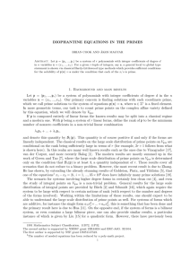 DIOPHANTINE EQUATIONS IN THE PRIMES 1. Background and