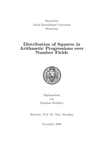 Distribution of Squares in Arithmetic Progressions over Number Fields