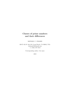 Classes of prime numbers and their differences