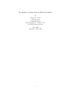 New Results on Primes from an Old Proof of Euler`s by Charles W