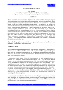 INTEGER PRIME NUMBER ABSTRACT Shown incomplete