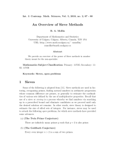 An Overview of Sieve Methods 1 Sieves