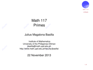 3 December 2013: Primes - Institute of Mathematics