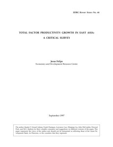 total factor productivity growth in east asia: a critical survey