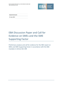 EBA Discussion Paper and Call for Evidence on SMEs and the SME