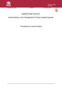 INSPECTORS TOOLKIT - Human factors in the management