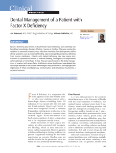 Dental Management of a Patient with Factor X Deficiency