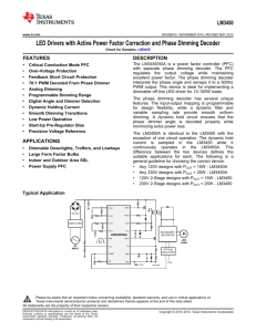 LM3450/A LED Drivers with Active Power Factor Correction & Phase