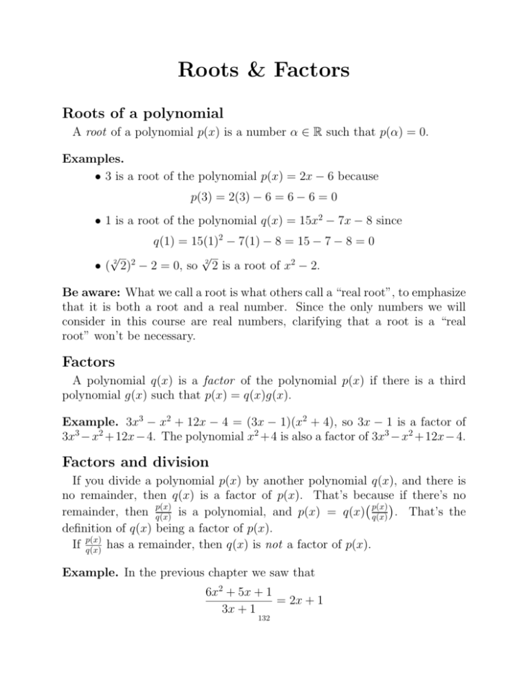 Roots Factors