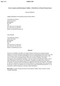 Factor analysis and discriminant validity: a brief review of some