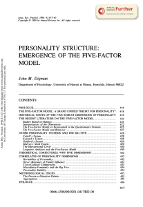 Digman on Five Factor Model