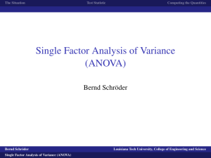 Single Factor Analysis of Variance (ANOVA)