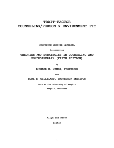 TRAIT-FACTOR COUNSELING/PERSON x ENVIRONMENT FIT