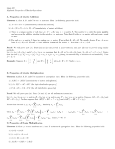 Algebraic Properties of Matrix Operations Handout