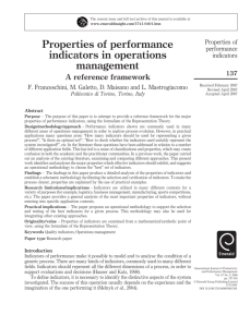 Properties of performance indicators in operations management