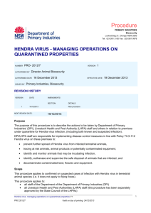 Hendra virus - Managing operations on quarantined properties